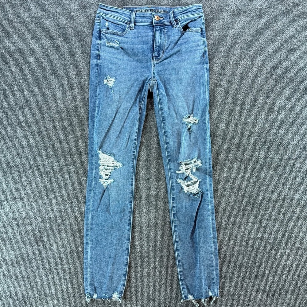 American Eagle High Rise Jegging Next Level Stretch Distressed Jeans 4 Short